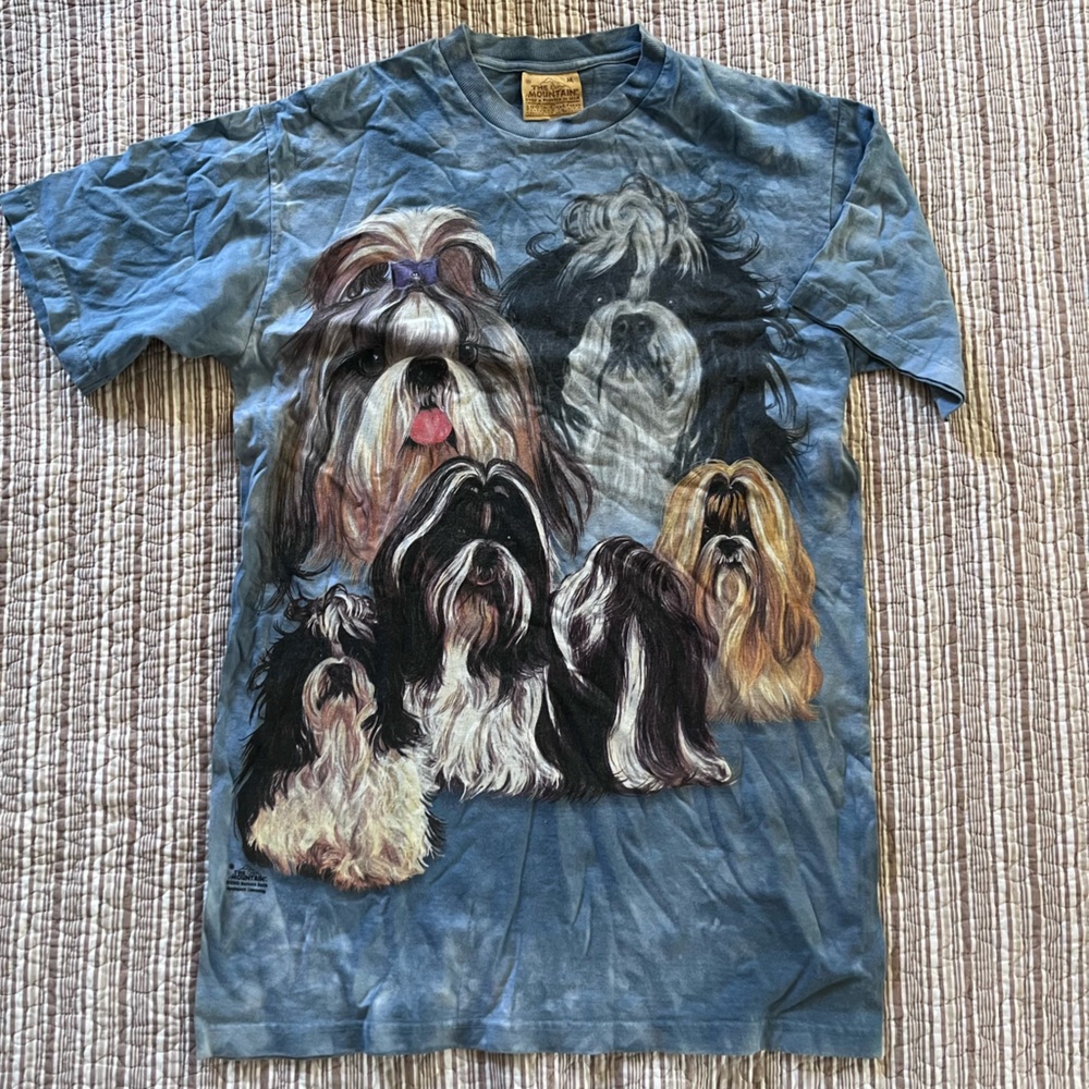 Vintage 90’s The Mountain Blue Graphic Tee with Canine Portrait